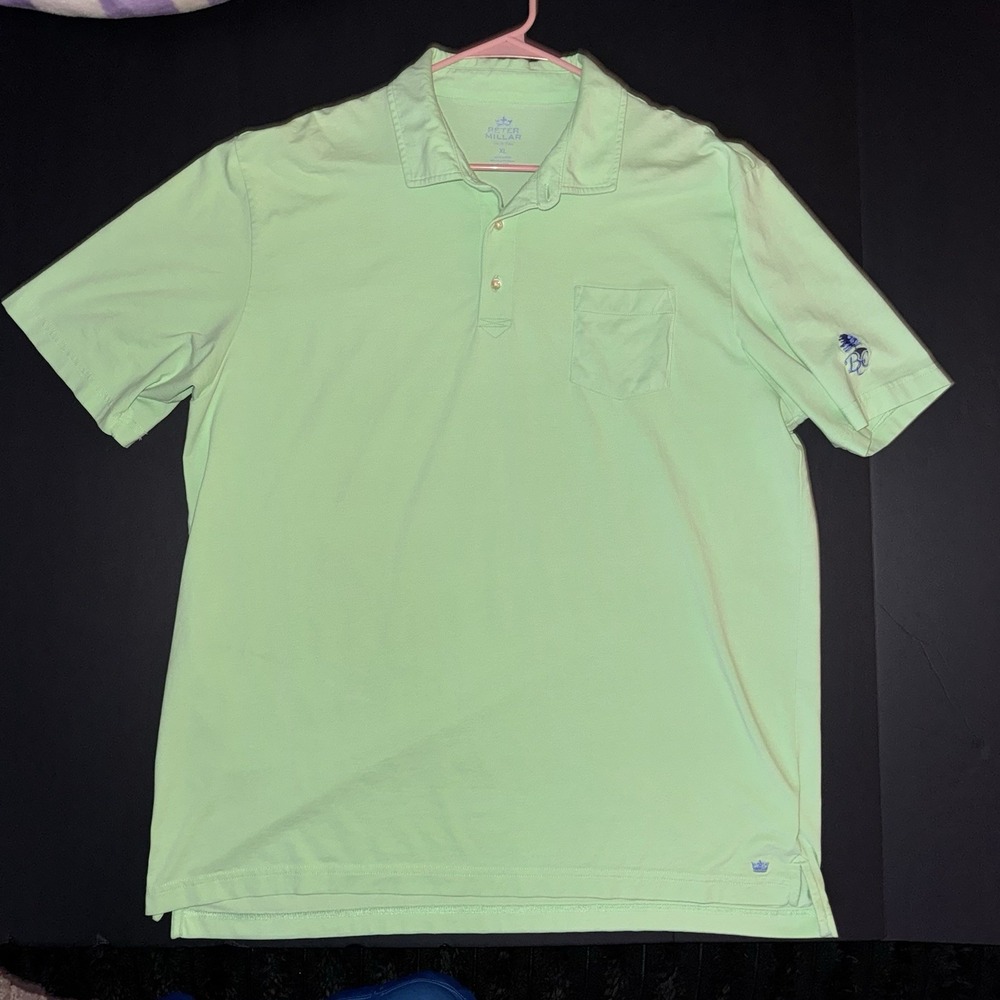 Men's XL Peter Millar Seaside Wash Polo Shirt Light Green Short Sleeve